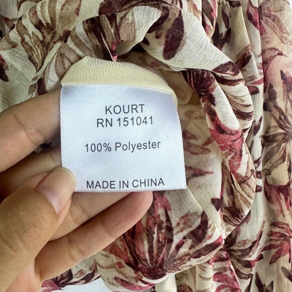 Kourt Blouse Womens Size Small Boho Floral Button Brunch Travel Beachy Tropical - Picture 8 of 12